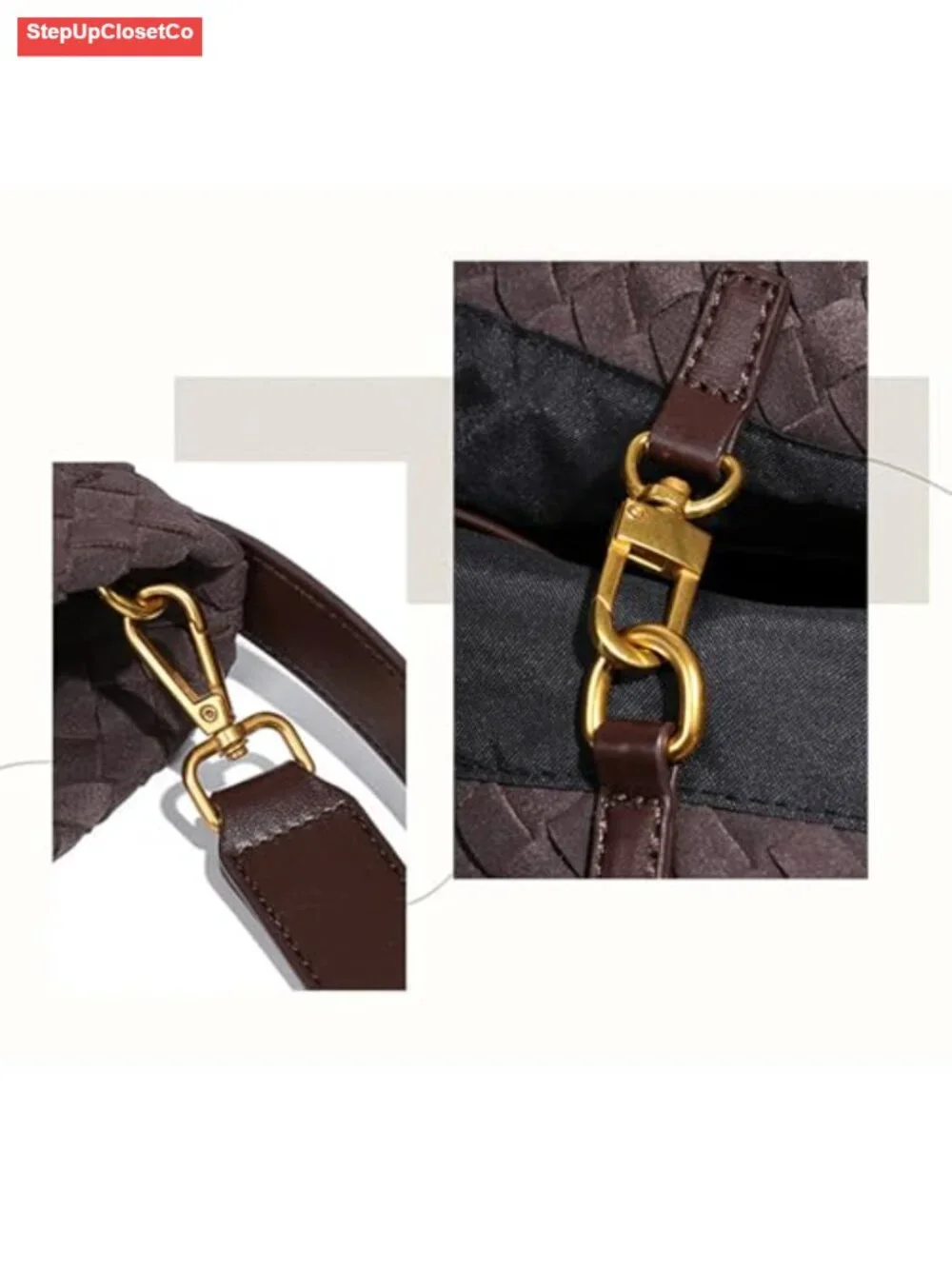 Woven Faux Leather Hobo Shoulder Bag Adjustable Crossbody Satchel Handbag
